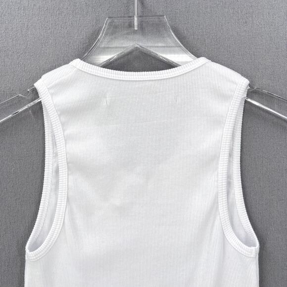 ENZA COSTA Cotton Rib Scoop Tank Top Women XS White Sleeveless Shirt Stretch NEW - Picture 6 of 16
